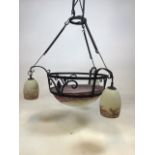 An alabaster french hanging ceiling lamp W:63cm x H:78cm