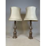 A pair of large modern lamps, with shades. To top of shade H:100cm