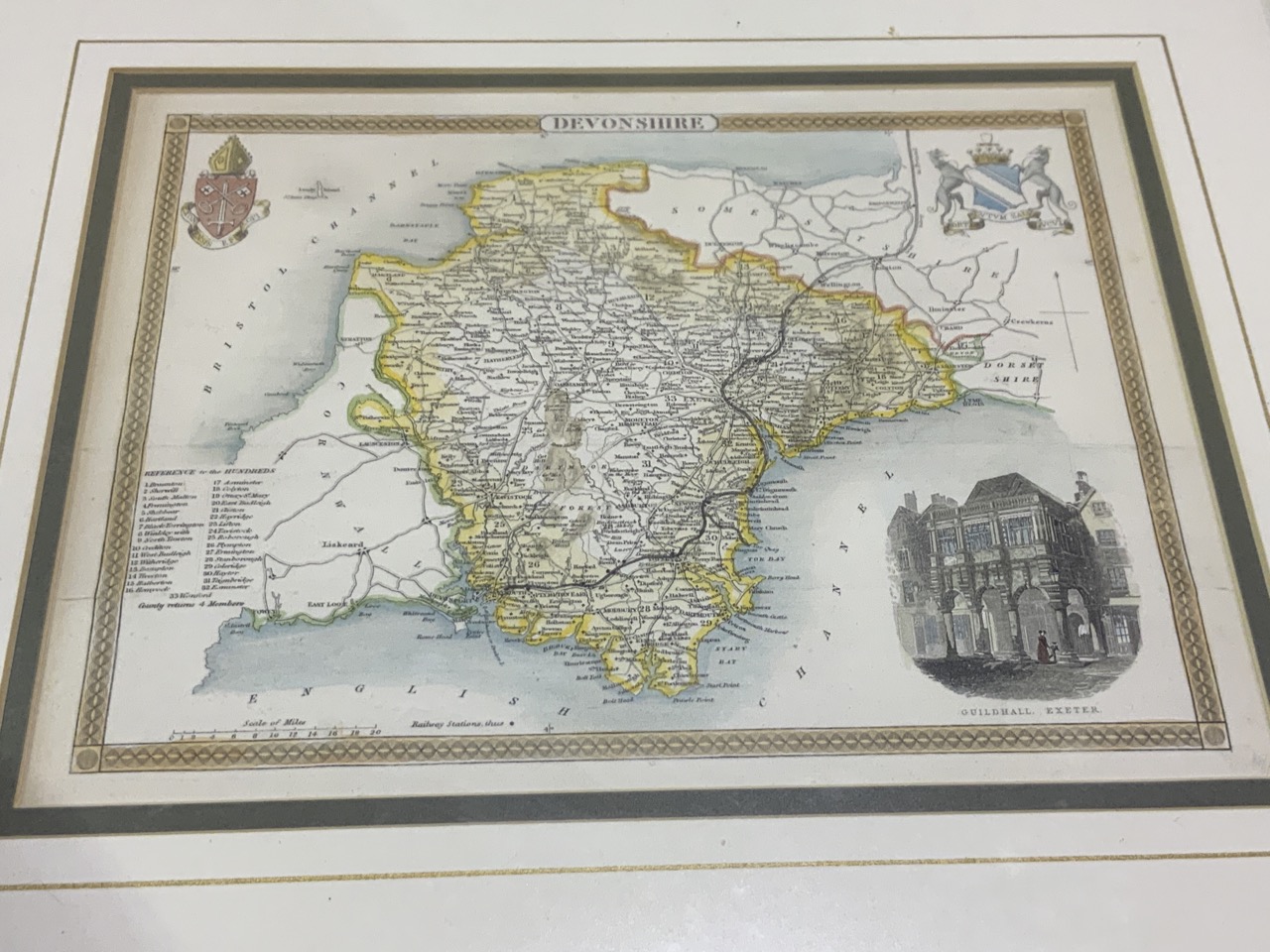 Thomas MOULE map of Devonshire 185 x 250 mm framed also with maps of Exeter and Tavistock drawn by R - Bild 3 aus 3