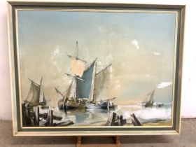 Alan Fraser (British) mid century oil on canvas in period frame. Frame size W:110cm x H:85cm