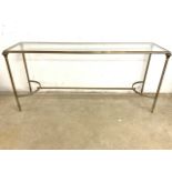 An Italian mid-century glass console table. W:155cm x D:43cm x H:70cm