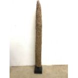 And unusual driftwood sculpture mounted on plinth base height 160 cm.