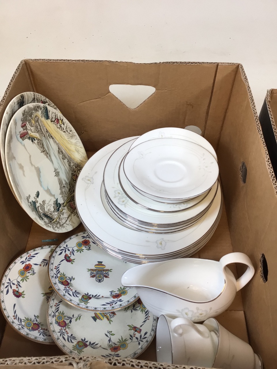 Three boxes of mixed tea sets including Portmeirion The Botanic Garden with teapot, Elizabethan part - Image 3 of 3