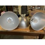 Three large industrial ceiling spotlights. W:49cm x D:49cm x H:64cm