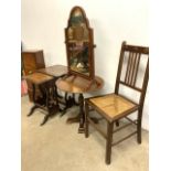 An arts and crafts chair, swing mirror with other small furniture.