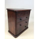 An apprentice piece/watch cabinet - two small drawers over three. A/f W:31cm x D:16cm x H:33cm