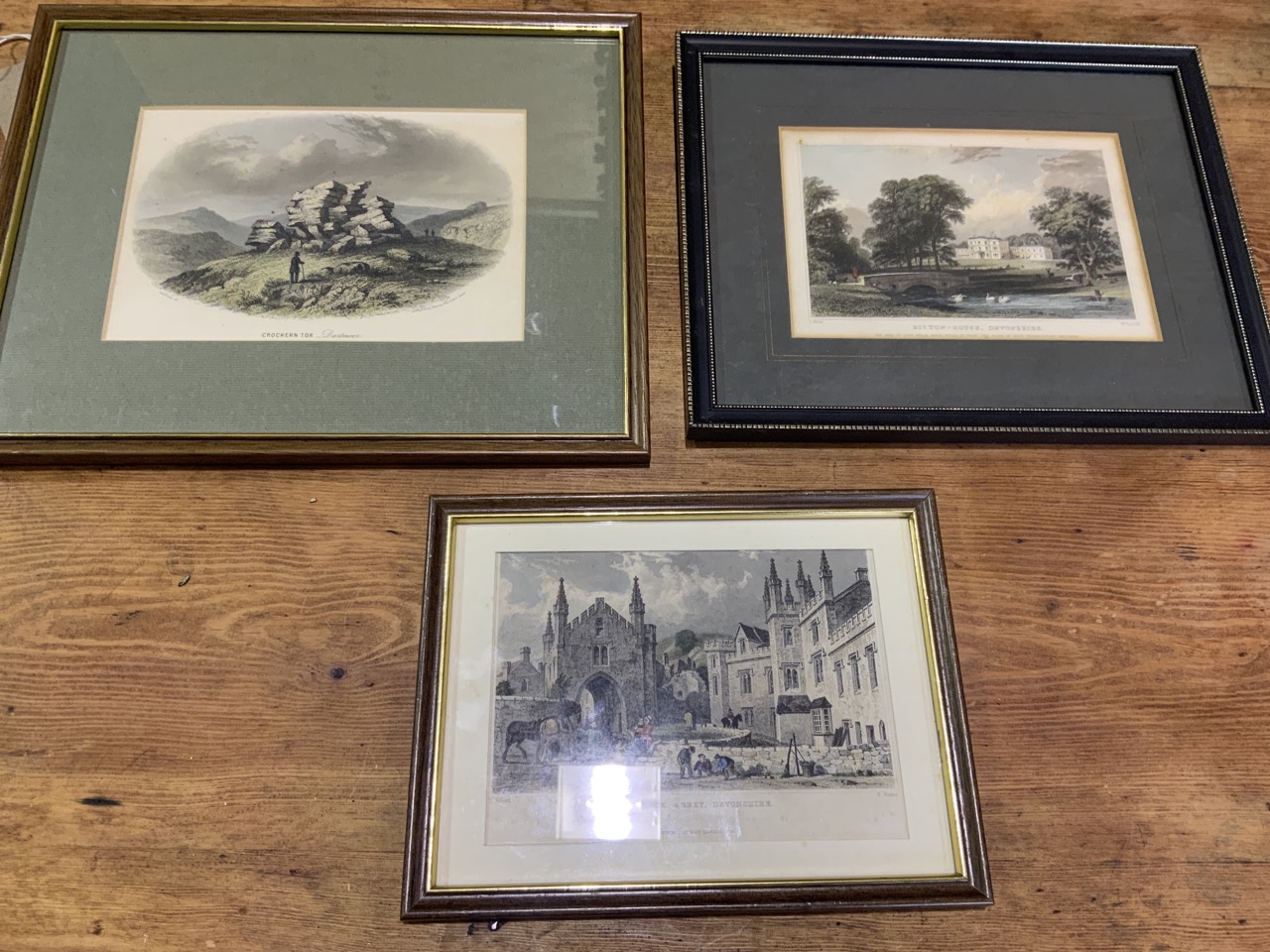 Local Devon interest, engravings by T Allom, Tavistock Abbey, Bicton House also with Crockern Tor