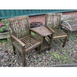 A one piece conversation garden table and chairs. W:160cm x D:60cm x H:94cm