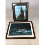 Two prints - sea interest. Framed and glazed Atlantic 21 lifeboat Percy Garon, 1984, signed