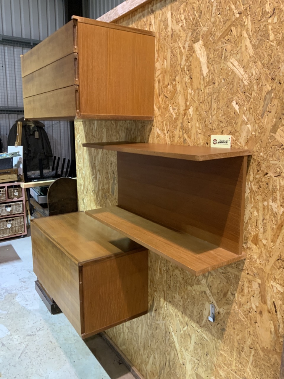 Tapley Beaver Self Leveling mid century Furniture. Bureau, set of three drawers and a bookshelf. - Image 2 of 7