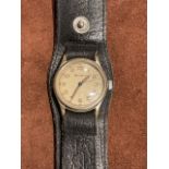 A 1940s Helvetia vintage gentlemans watch on leather strap. With serial number 3190P30 2.