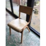 Eight stacking bentwood and plywood seated school chairs circa 1970