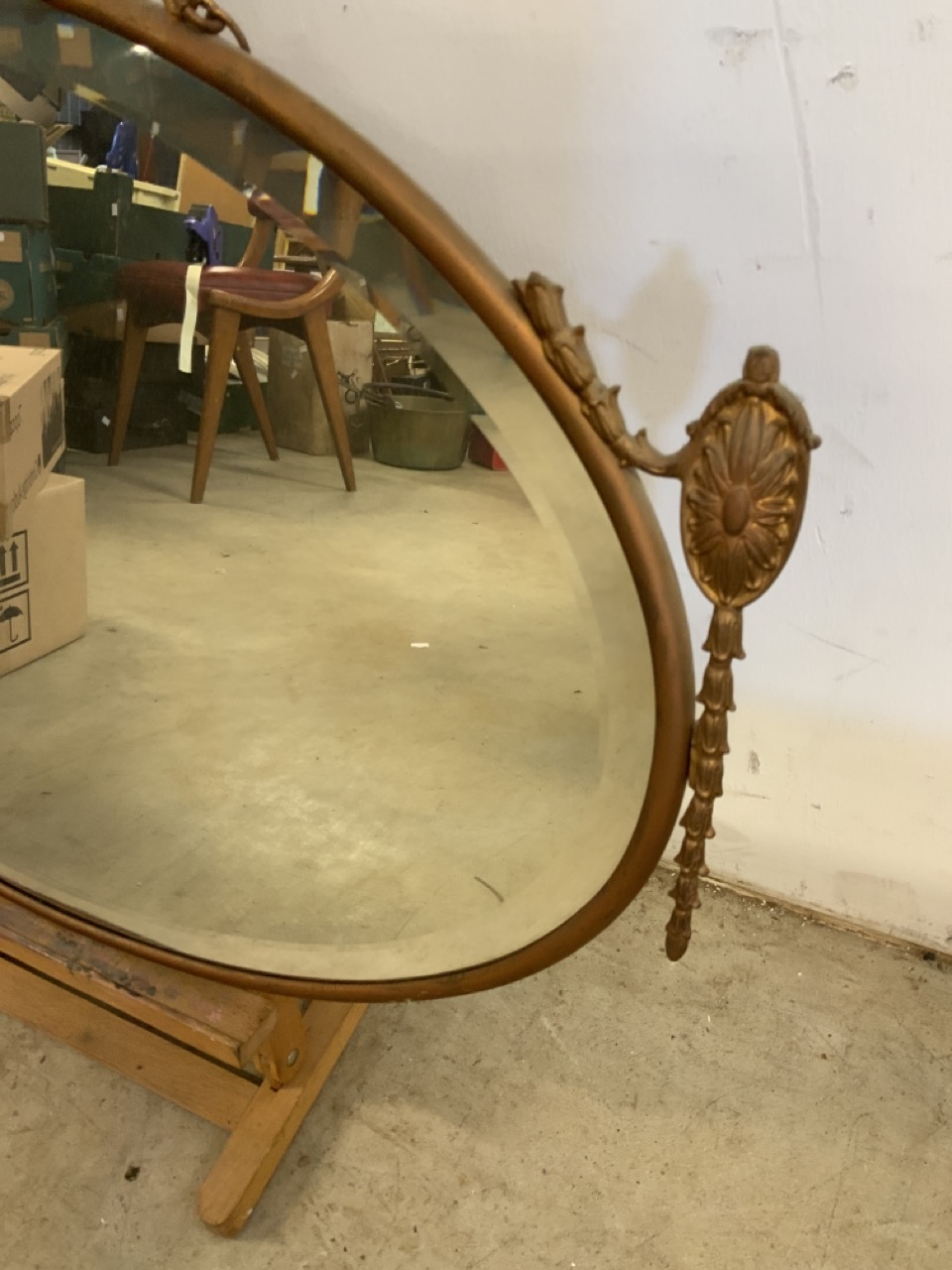 A mid century mirror in metal frame. W:82cm x H:57cm - Image 2 of 4