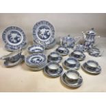 Masons blue and white Blue Chelsea dinner service. Some items are Furnivals. Six Masons dinner