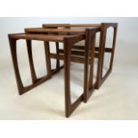 A G Plan nest of teak mid century tables with G Plan sticker underneath. W:54cm x D:43cm x H:48cm