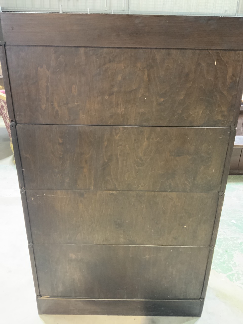An oak four section Globe Wernicke style book case. No labels. W:88cm x D:34cm x H:142cm - Image 4 of 4