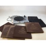 A Sanyo turntable TP 250 together with 7 boxed sets of 78s classical records