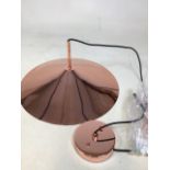 A copper coloured ceiling lamp W:45cm x H:22cm approx