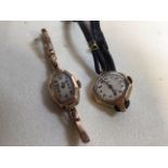 Two vintage 9 carat gold watches.