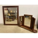 A large modern wooden framed mirror and a dressing table triple mirror both by Willis and Gambier