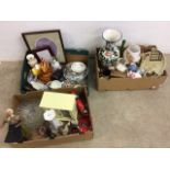 Three boxes of mixed ceramics and other items