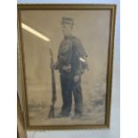 A Well executed pencil drawing of a Scandinavian soldier. In pen on back Lars Halvorsen. Signed in