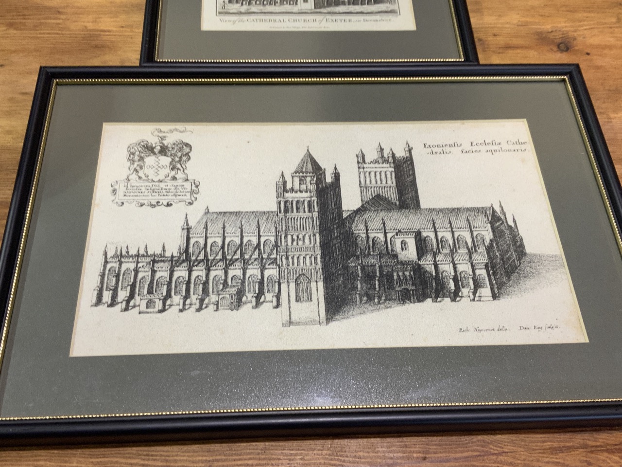 View of the cathedral church of Exeter in Devonshire, copper line engraving 82 x 148 m, by - Bild 4 aus 4