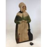 A vintage free standing hand painted silhouette / dummy board depicting a lady and cat W:42cm x H: