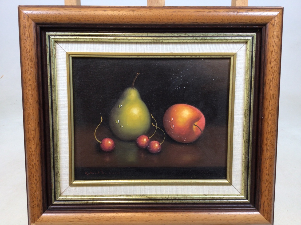 A still life of fruit - oil on canvas indistinctly signed W:39cm x H:35cm - Image 3 of 4