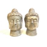 A pair of terracotta Buddha heads H x 30c.m.