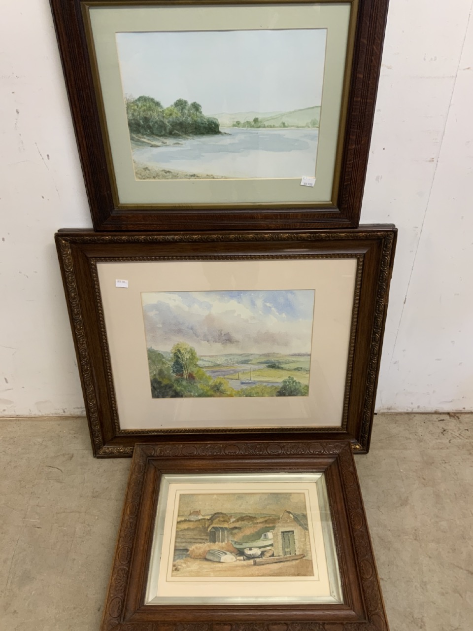 Three original watercolours. Devon scenes. Beached boats image size W:28cm x H:18cm - Bild 4 aus 6