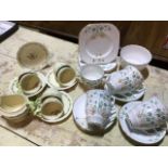 A Burleigh Ware Princess part tea set comprising 6 cups and saucers and a jug, also with a hand