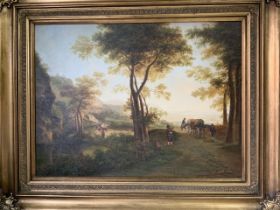 A very large reproduction old master style oil painting in modern good quality gilt frame. Signed