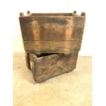 Two rustic fruit crates. W:54cm x D:38cm x H:35cm