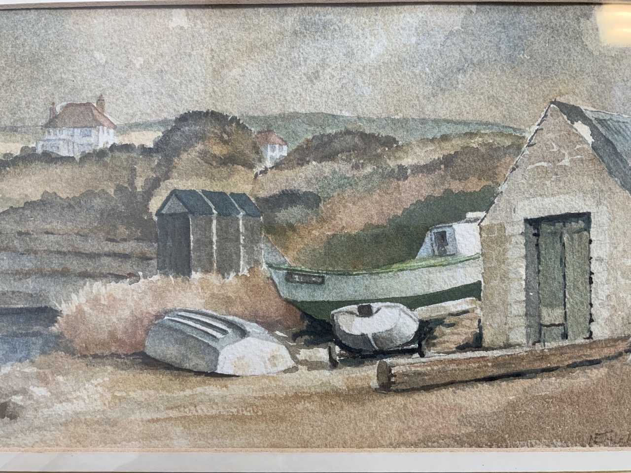 Three original watercolours. Devon scenes. Beached boats image size W:28cm x H:18cm - Bild 2 aus 6