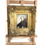 A High quality miniature portrait of a gentleman in gilded frame. W:10cm x H:13cm