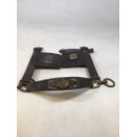 A part horse leather harness with brass plate - Albery maker Horsham