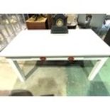 A large formica topped pine table mid century C.1970s kitchen table with drawer to side with