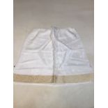 Seven jacquard silk waist slips with gold hem. 4 x size large and 3 x medium