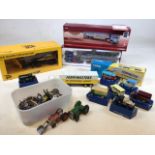 Britains JCB JS200W excavator, corgi classics 21301 Ferrymaster, Corgid Scalia 141 Canvas load RT