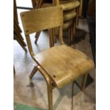 Six stacking bentwood and plywood seated school chairs circa 1970