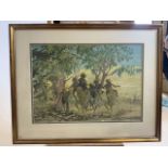 R Constable. A Gouache painting entitled the body painters. Signed R Constable and dated Jan 4th