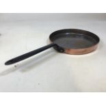 A vintage copper crepe pan W:34cm