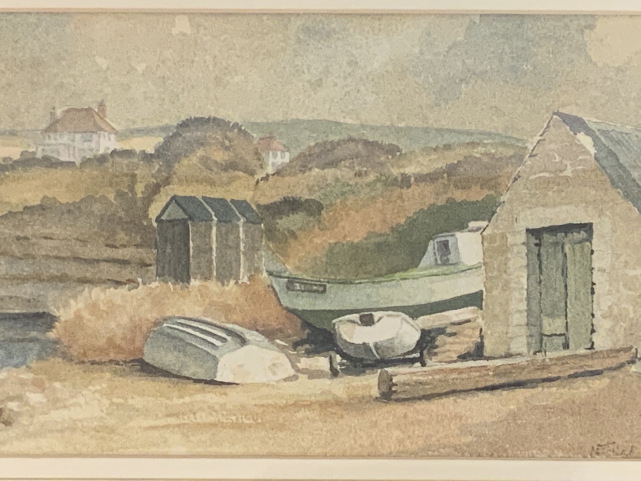 Three original watercolours. Devon scenes. Beached boats image size W:28cm x H:18cm - Bild 6 aus 6