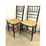 A Pair of late 19th early 20th century rattan seated chairs. Seat height H:43cm