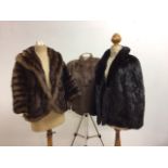 Three vintage fur jackets and a shoulder cape
