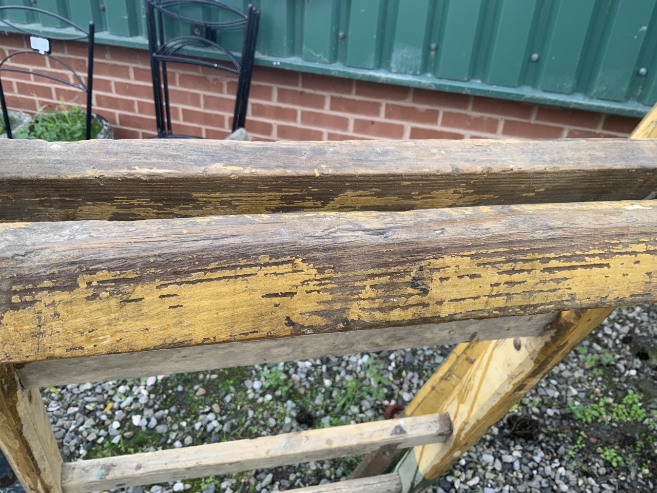 A pair of Victorian pine trestle stands with original paintwork. W:62cm x H:142cm - Image 4 of 4