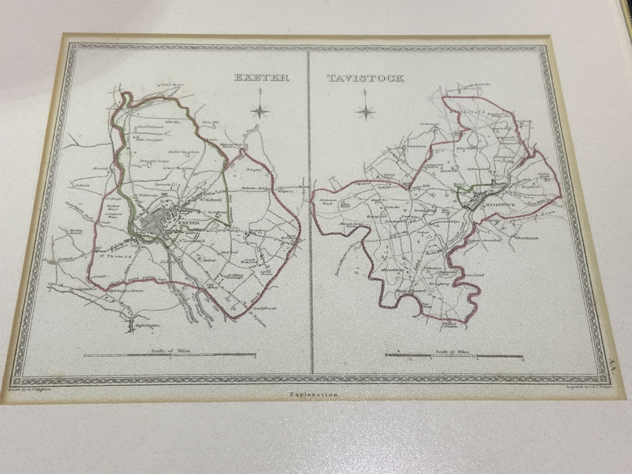 Thomas MOULE map of Devonshire 185 x 250 mm framed also with maps of Exeter and Tavistock drawn by R - Bild 2 aus 3