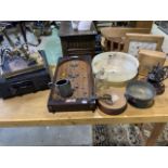 Miscellaneous items, clocks, grinder, etc.