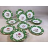 Hand painted and gilded nineteenth century plates depicting different flowers. Eight plates and